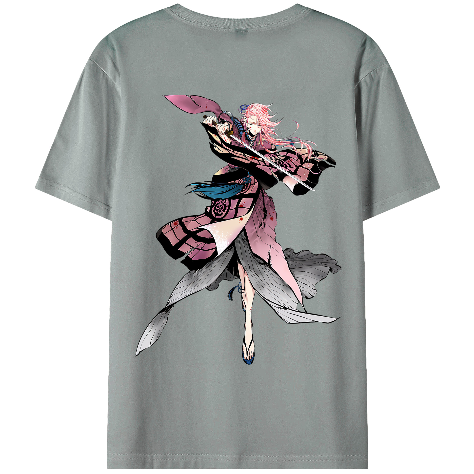 （画像用） 刀剣乱舞 Touken Ranbu 綿100％ メンズ半袖Tシャツ（バックプリント） 通気性
